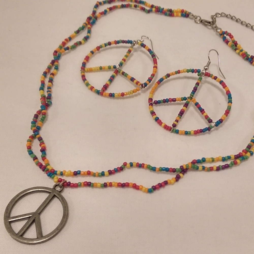 Claire's Peace Earrings & Necklace Set